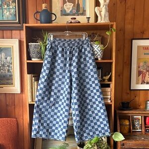 BuyKud Denim Checkerboard Wide Leg L